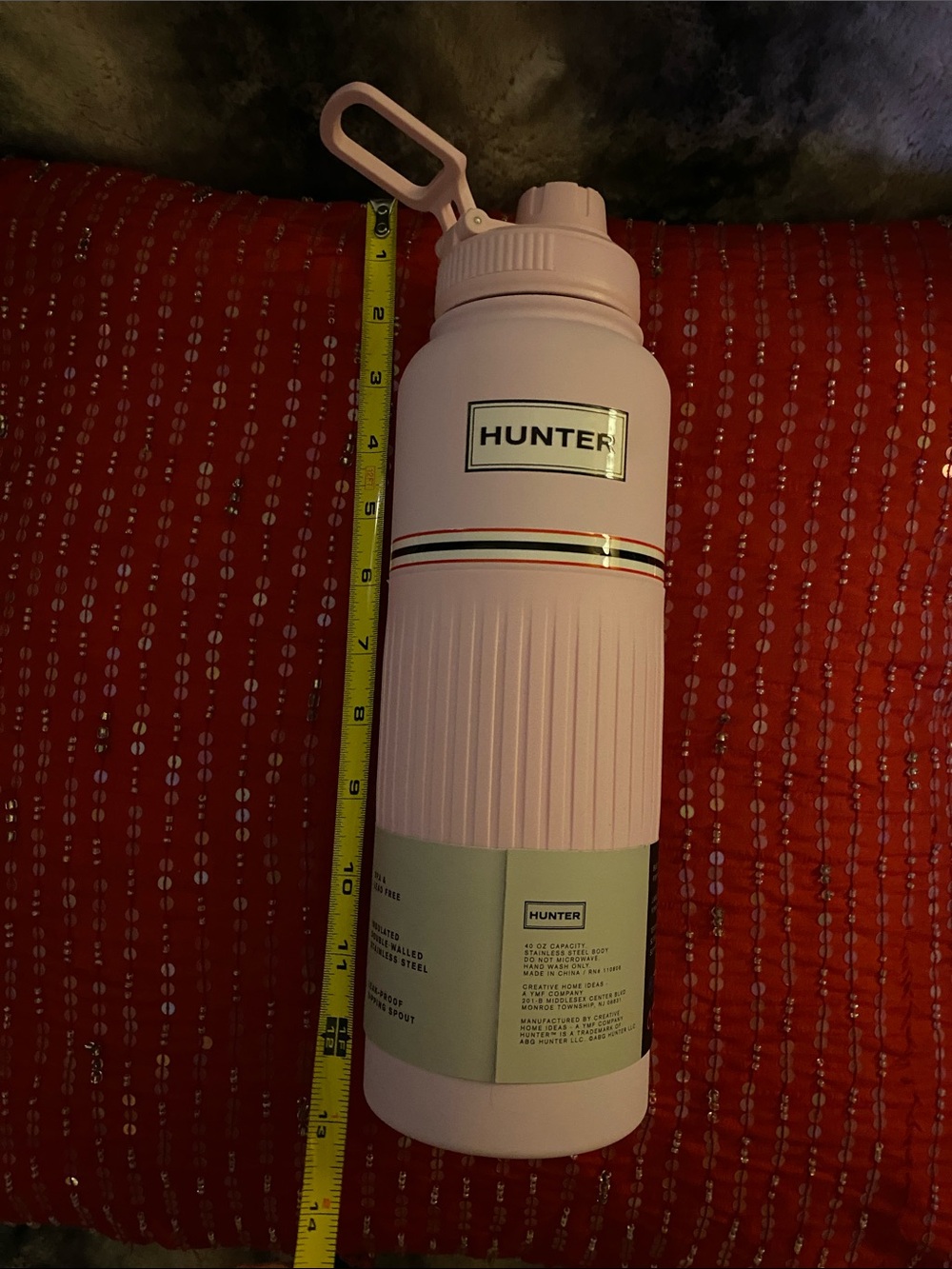 Hunter 40 OZ Stainless Steel Insulated Bottle With Grip in Pink New
